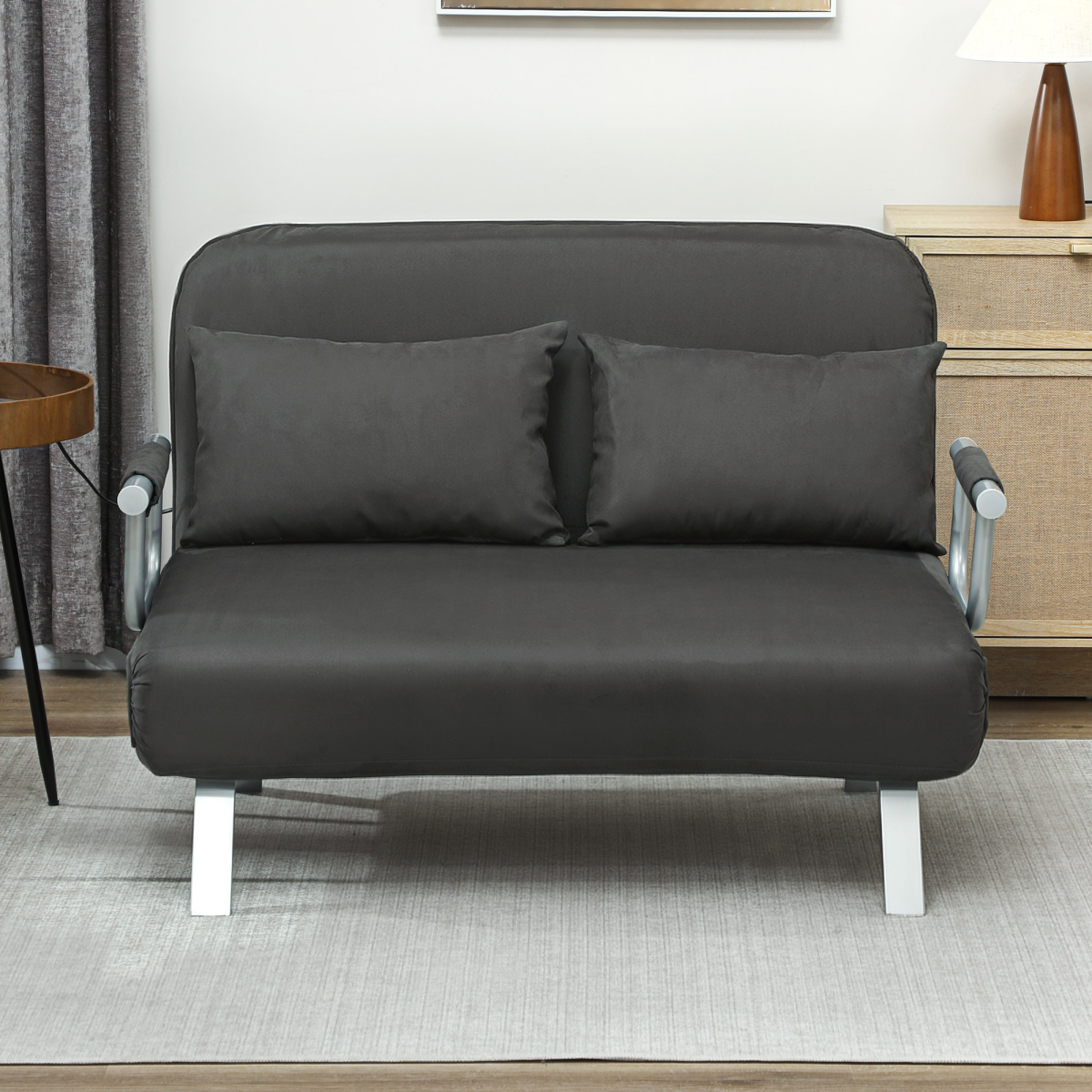 cortex-london-kensington-charcoal-grey-faux-suede-two-seater-sofa-bed