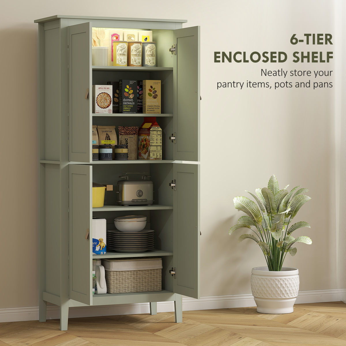 cortex-london-windsor-green-freestanding-led-pantry-cabinet-four-doors