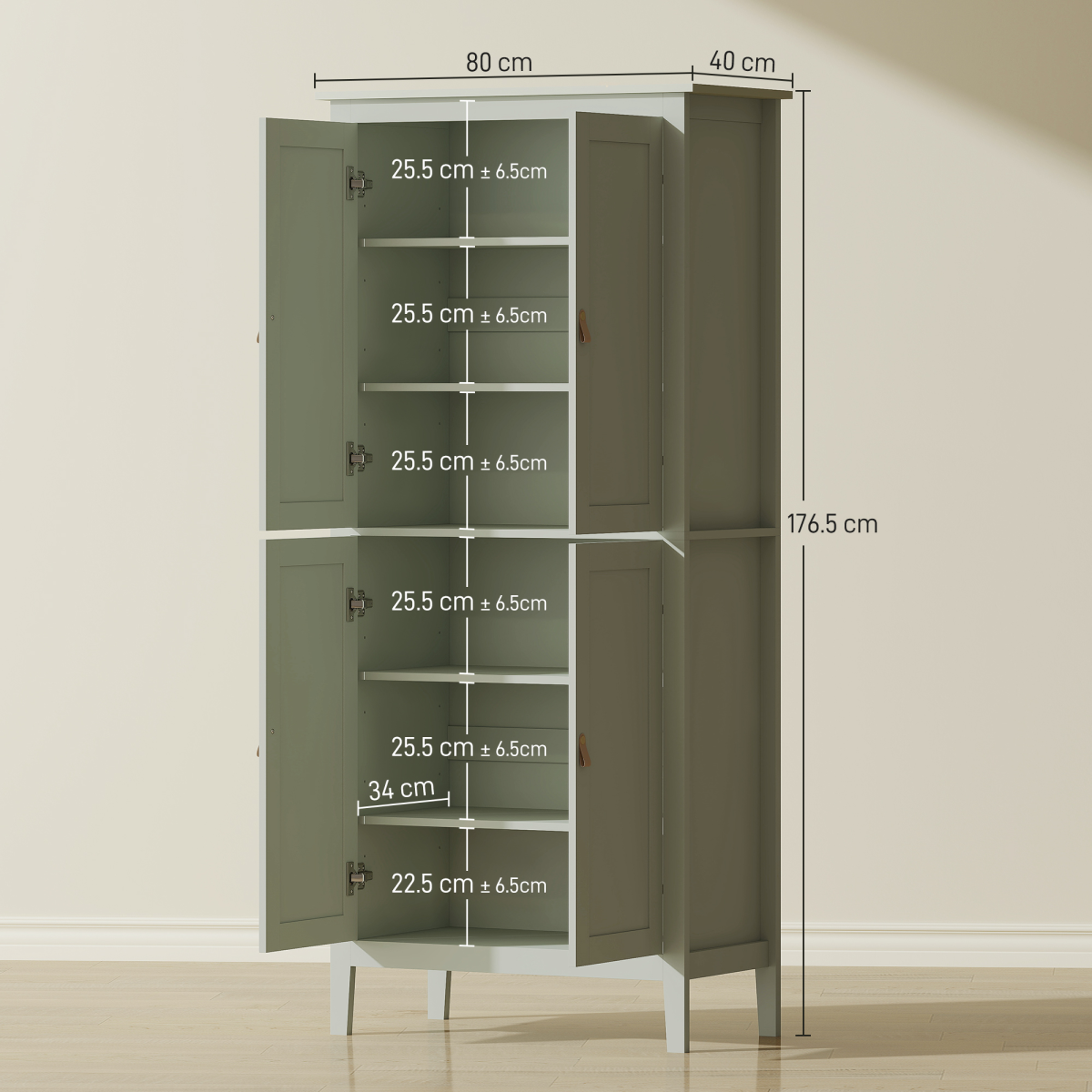 cortex-london-windsor-green-freestanding-led-pantry-cabinet-four-doors