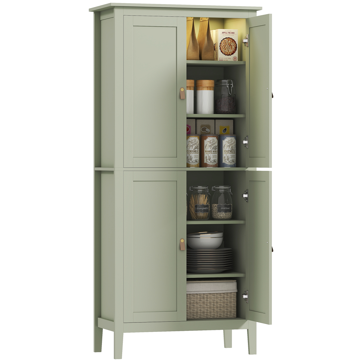 cortex-london-windsor-green-freestanding-led-pantry-cabinet-four-doors