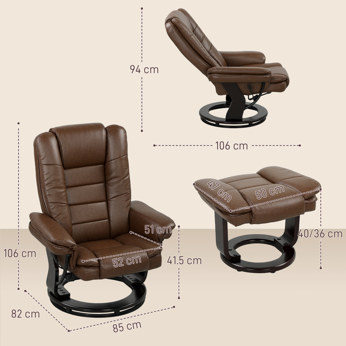 cortex-london-windsor-pu-leather-swivel-recliner-footrest-set-dark-brown