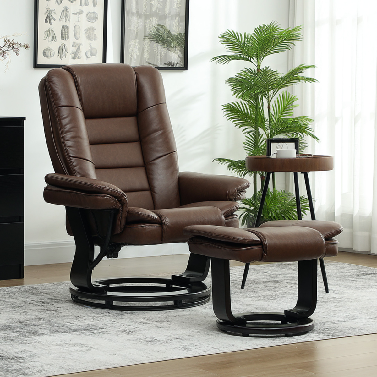 cortex-london-windsor-pu-leather-swivel-recliner-footrest-set-dark-brown