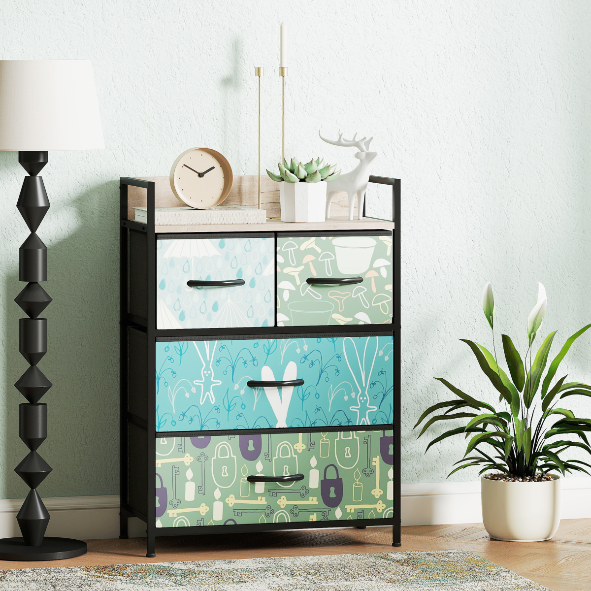 cortex-london-york-blue-four-drawer-fabric-dresser-open-shelf