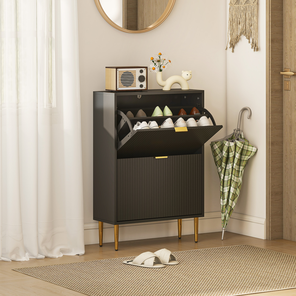 cortex-london-york-fluted-shoe-storage-cabinet-black