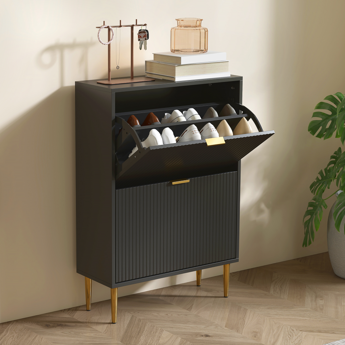 cortex-london-york-fluted-shoe-storage-cabinet-black
