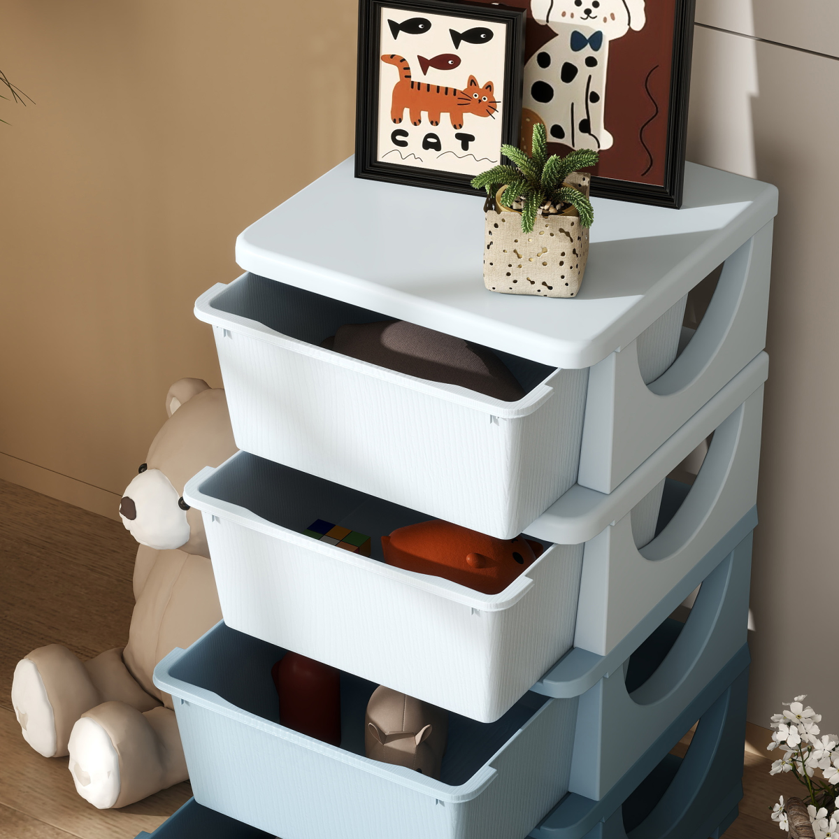 cortex-london-windsor-kids-four-drawer-storage-tower-blue