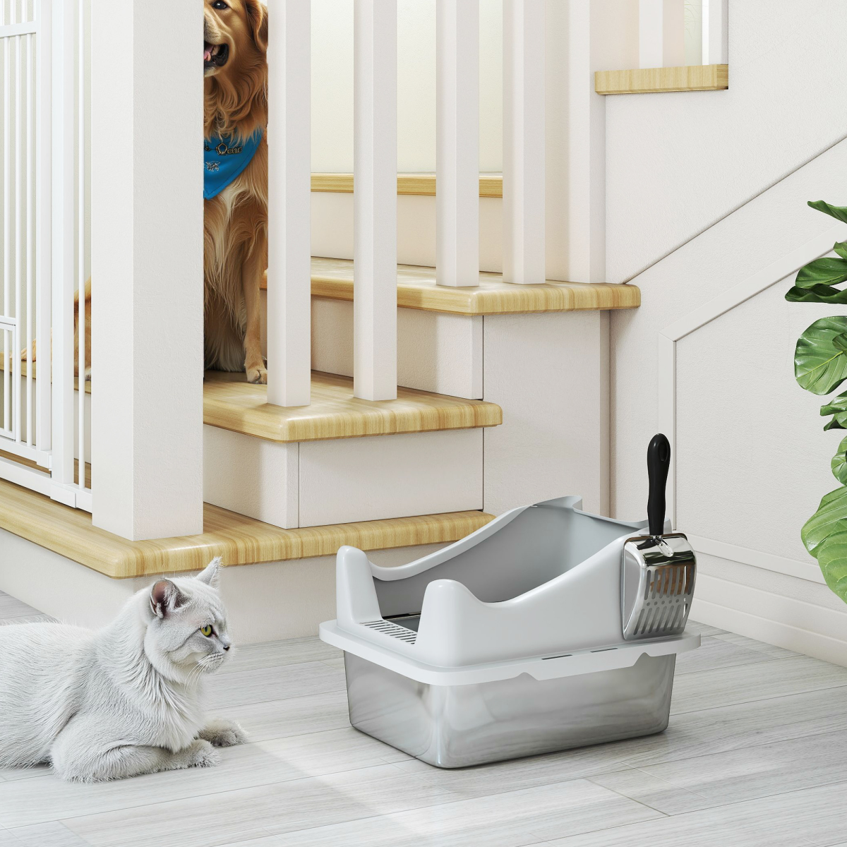 cortex-london-york-stainless-steel-cat-litter-box-high-sides-grey