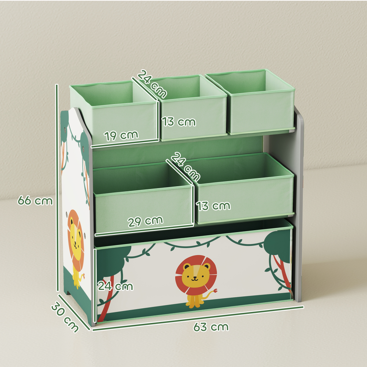cortex-london-windsor-kids-storage-shelf-removable-fabric-boxes-green