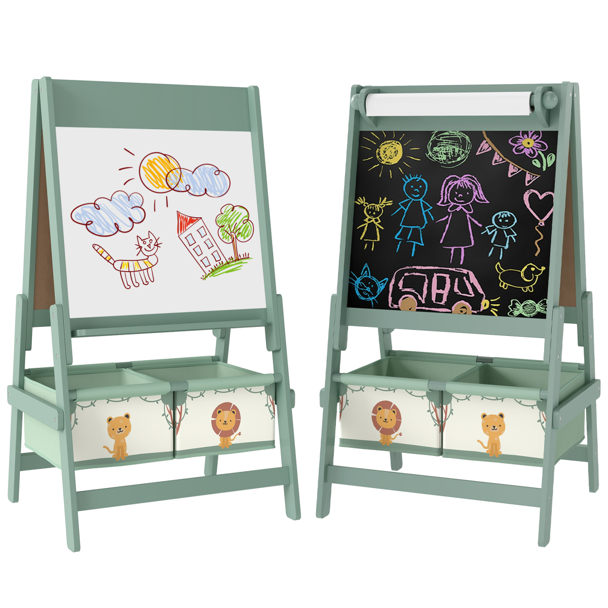 cortex-london-windsor-kids-double-sided-art-easel-paper-roll-green
