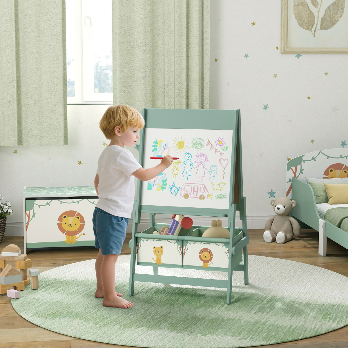 cortex-london-windsor-kids-double-sided-art-easel-paper-roll-green