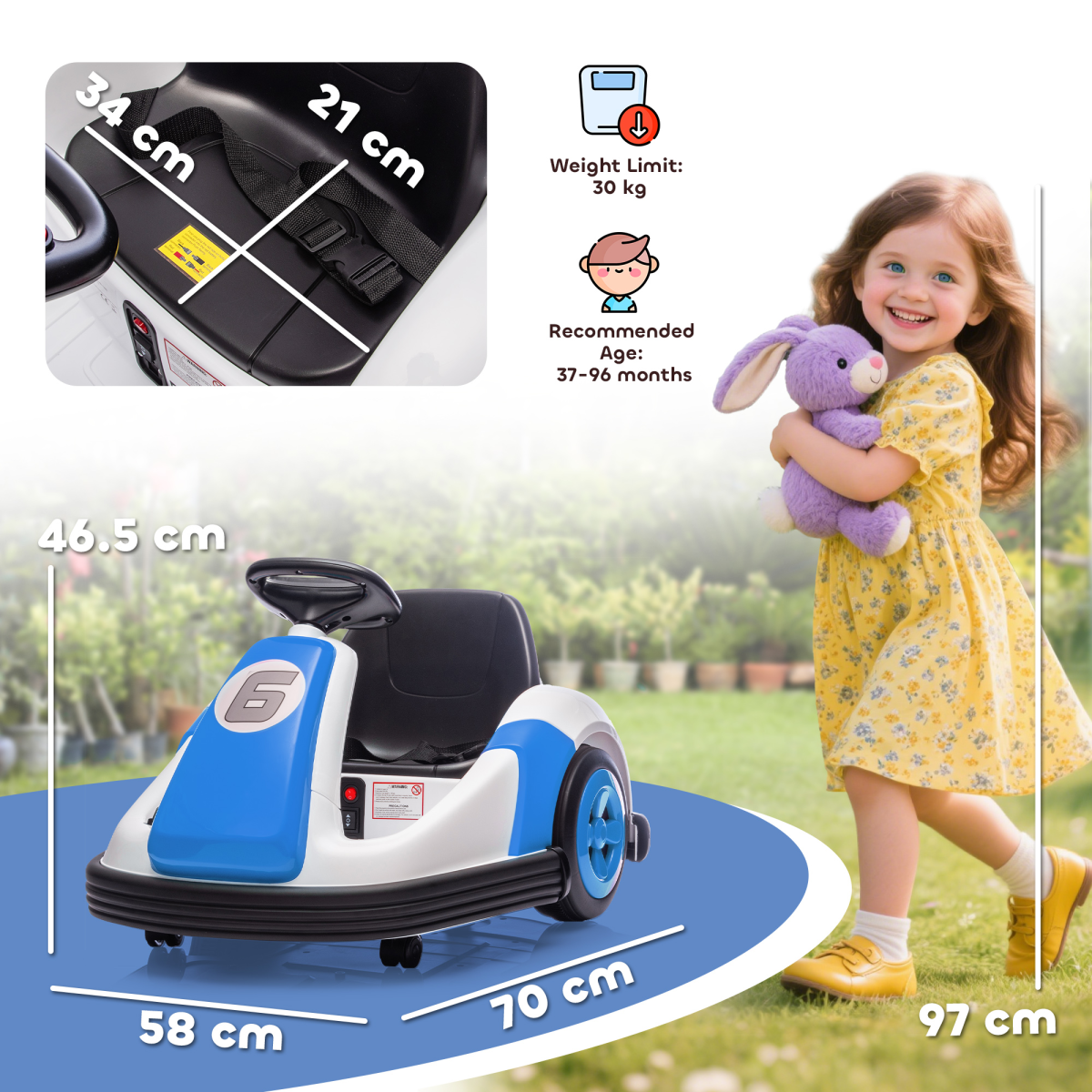 cortex-london-windsor-kids-bumper-car-360-spin-blue