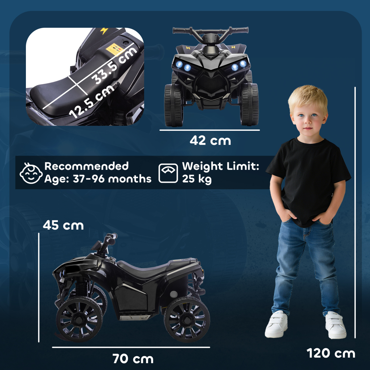 cortex-london-windsor-6v-kids-atv-ride-on-car-black