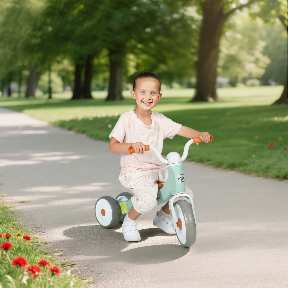 cortex-london-windsor-aiyaplay-toddler-three-wheel-balance-bike-green-white-brown