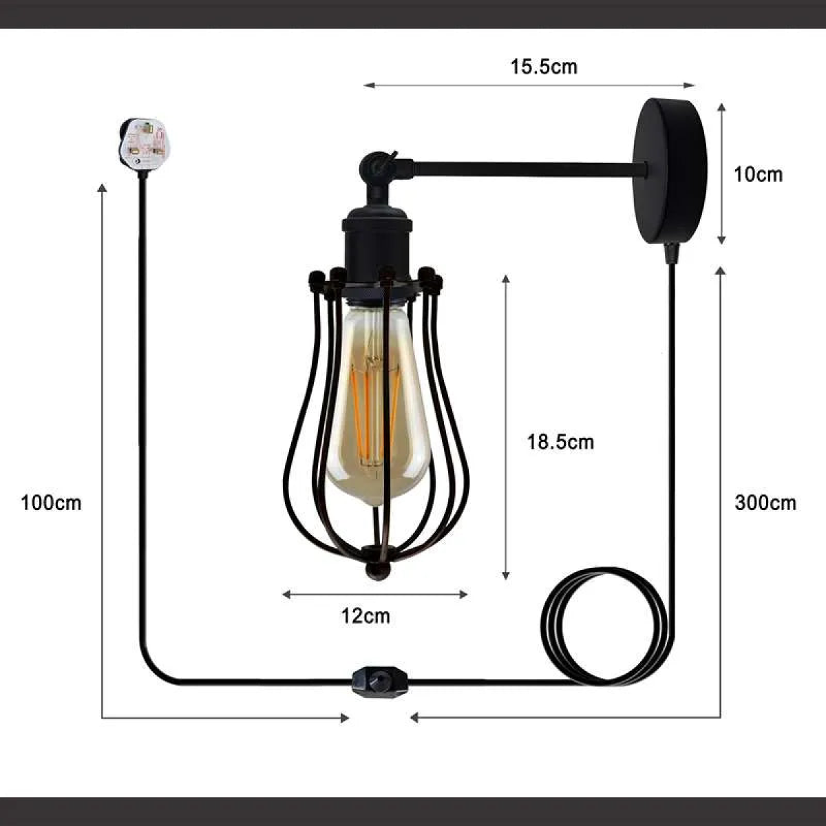 cortex-london-york-black-industrial-cage-plug-in-e27-wall-lamp