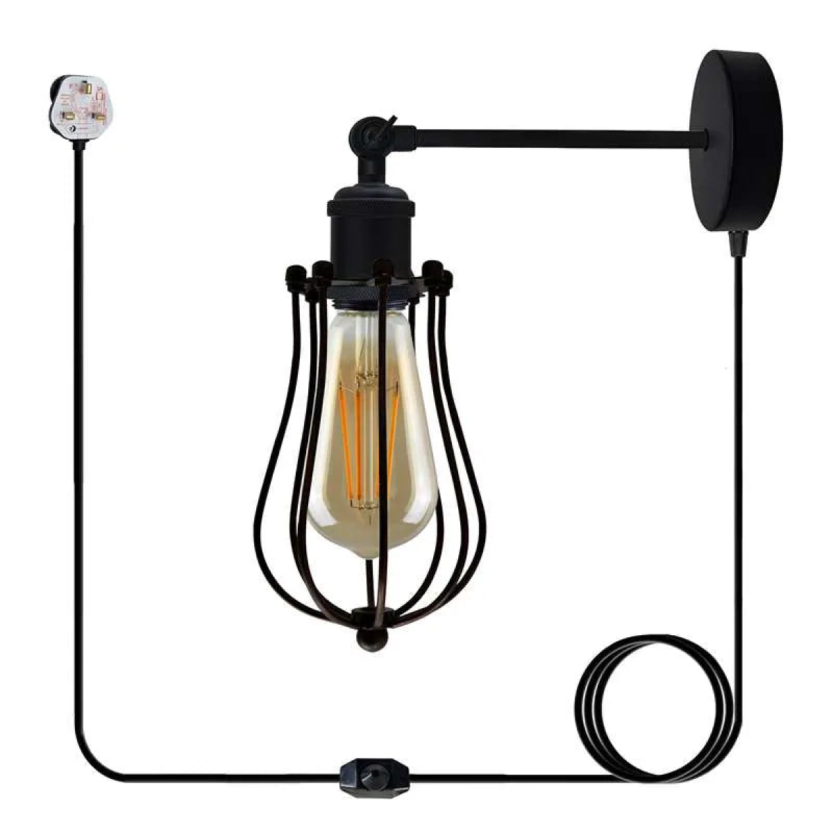 cortex-london-york-black-industrial-cage-plug-in-e27-wall-lamp