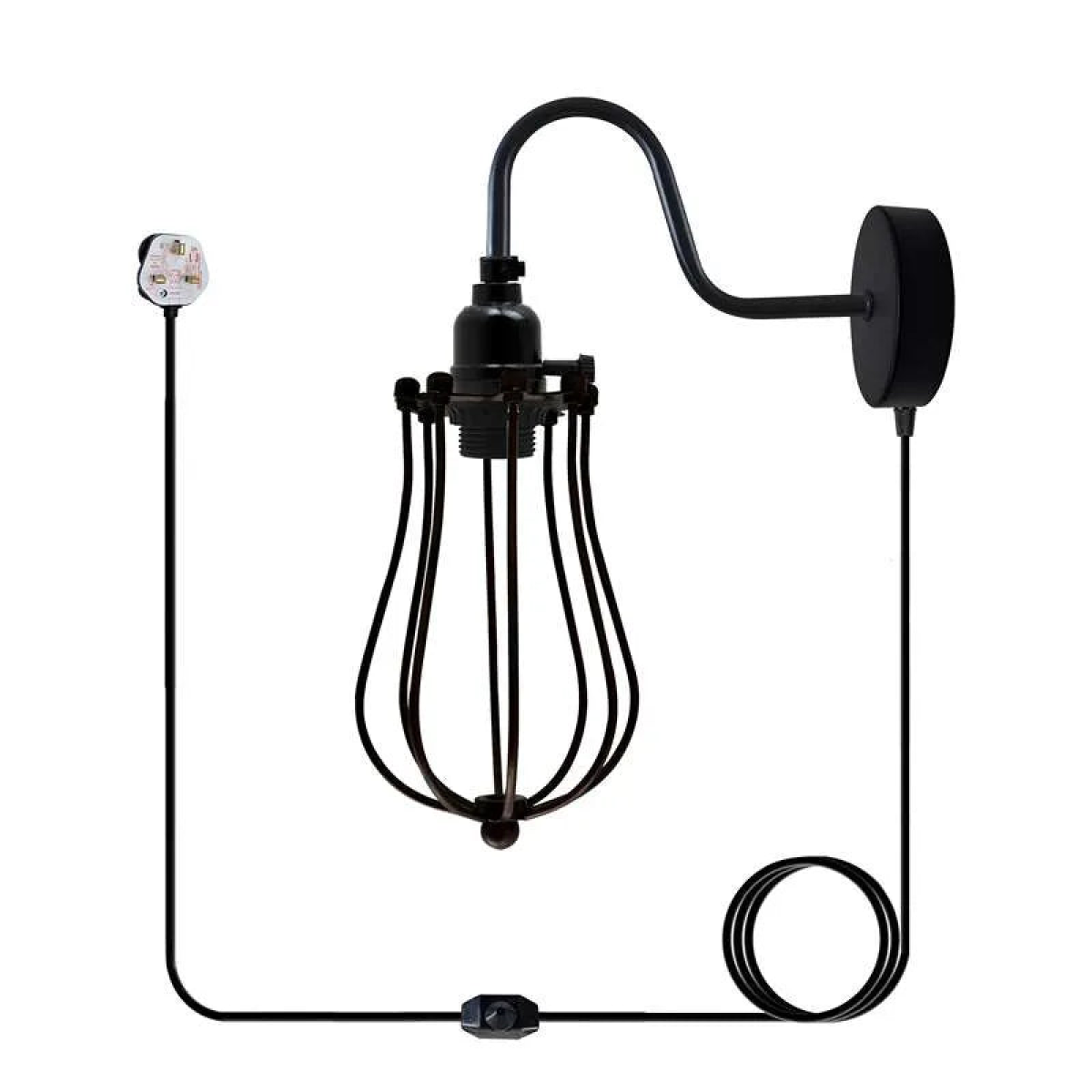 cortex-london-york-black-industrial-cage-plug-in-e27-wall-lamp
