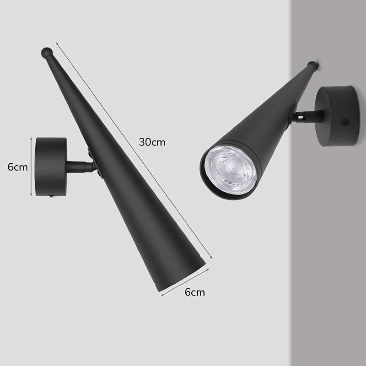 cortex-london-york-black-gu10-adjustable-cone-wall-light