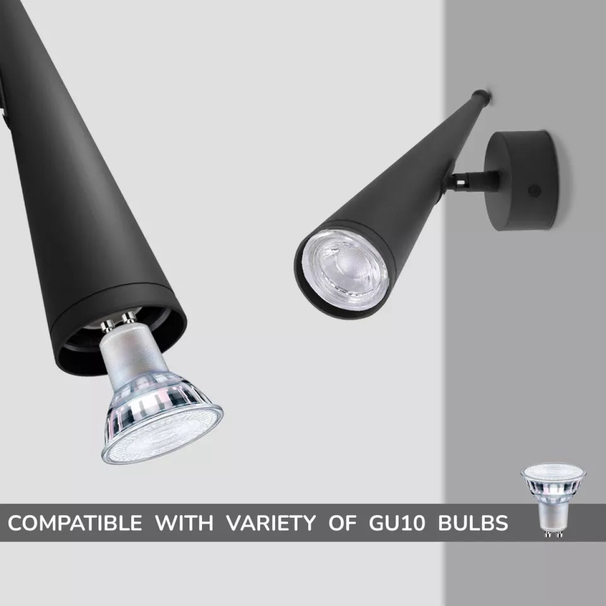 cortex-london-york-black-gu10-adjustable-cone-wall-light
