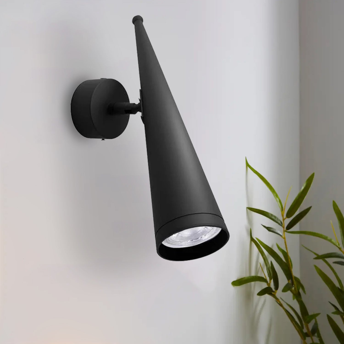 cortex-london-york-black-gu10-adjustable-cone-wall-light