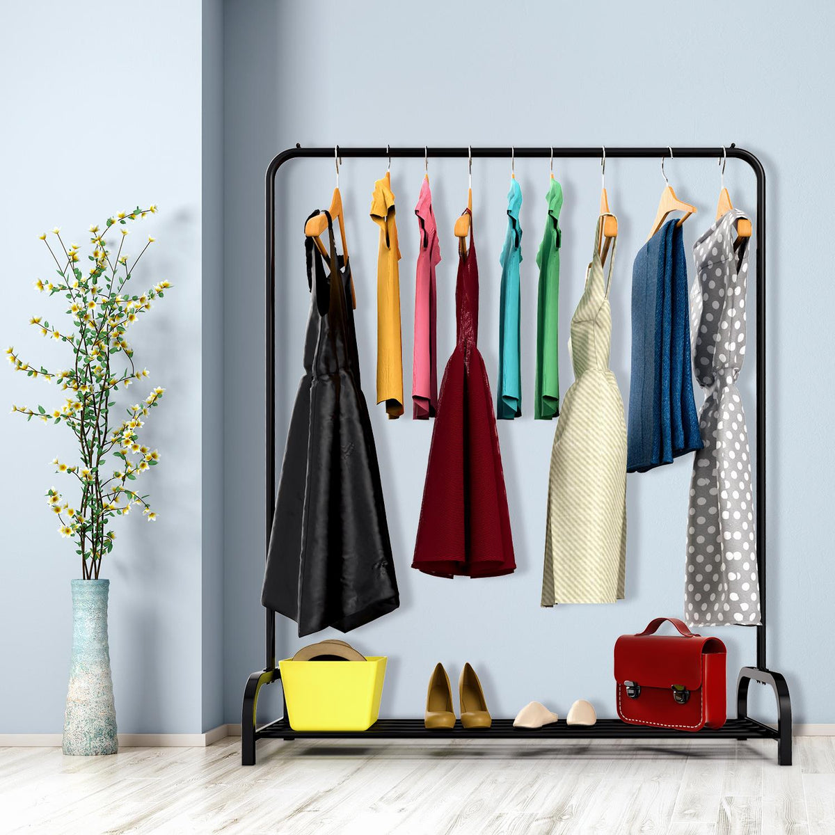 cortex-london-windsor-black-clothes-rail-and-shoe-rack-x-2