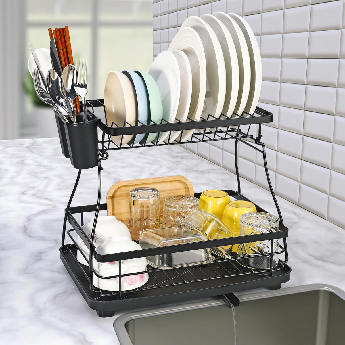 cortex-london-windsor-black-stainless-steel-two-tier-dish-rack