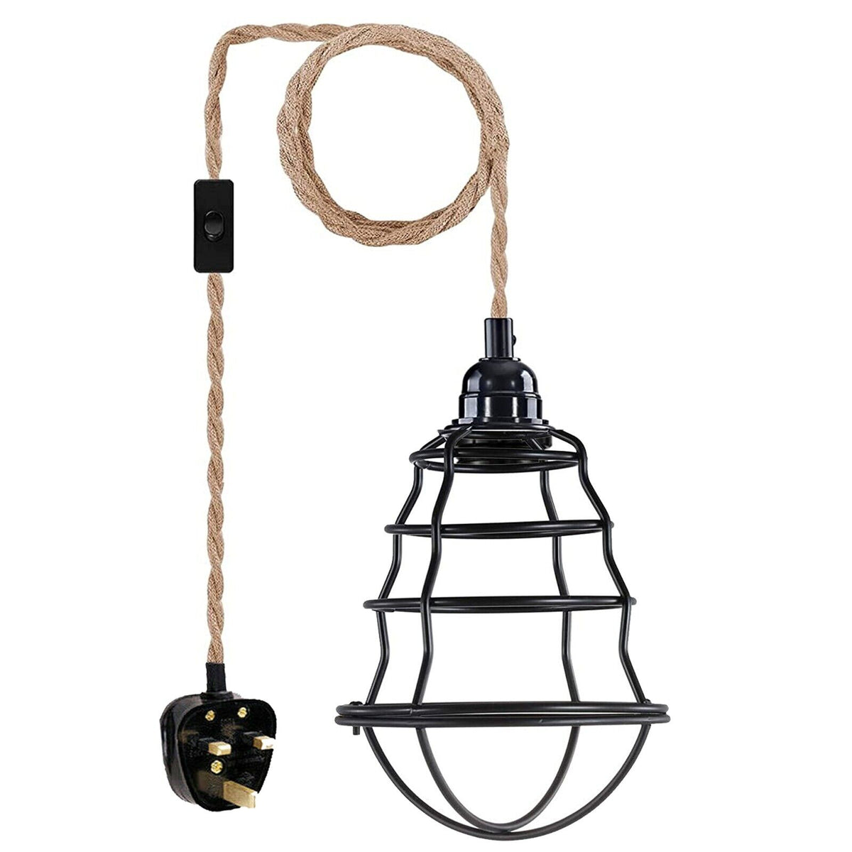 cortex-london-york-hemp-flex-plug-in-pendant-light-e27-black-metal-cage-2m-cord
