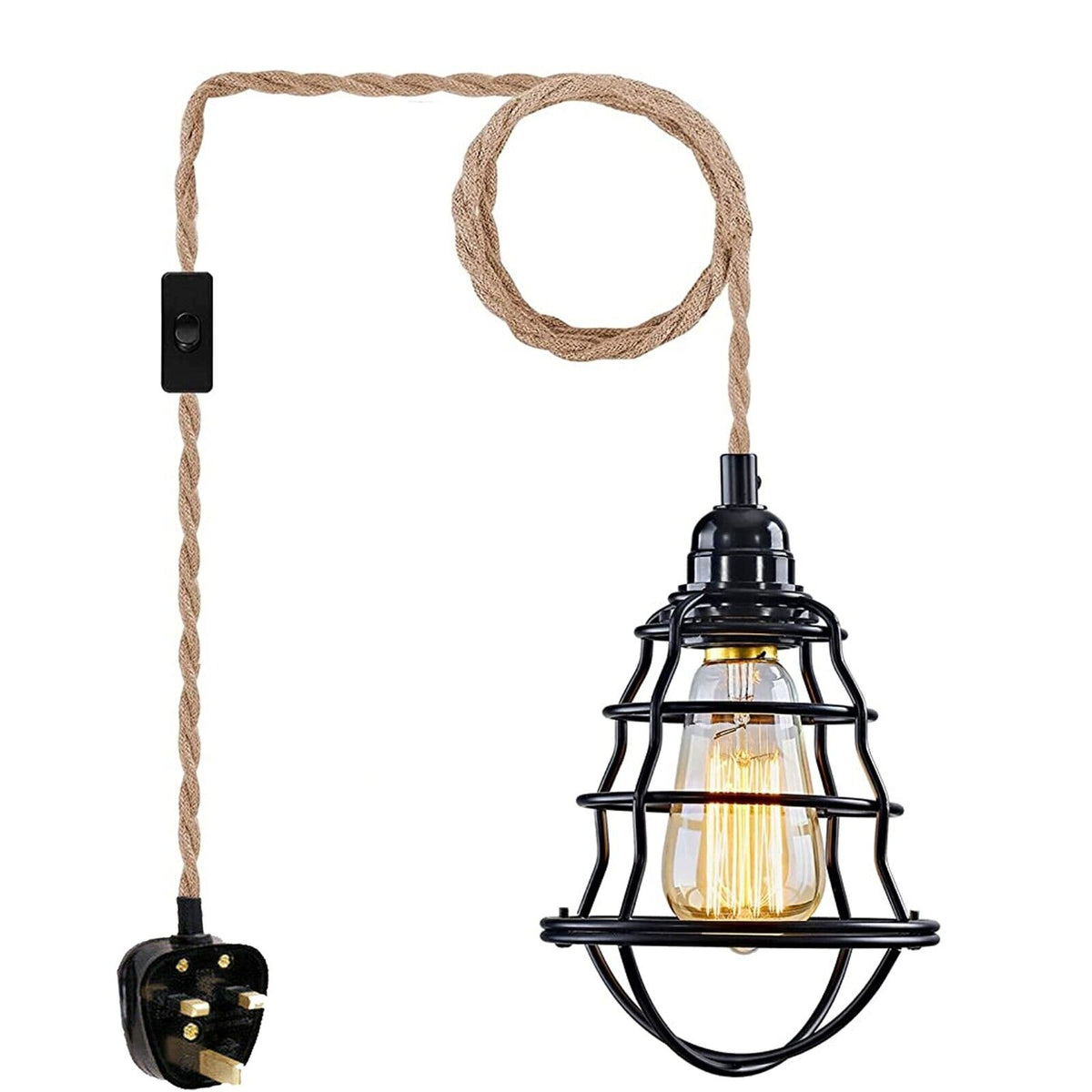 cortex-london-york-hemp-flex-plug-in-pendant-light-e27-black-metal-cage-2m-cord