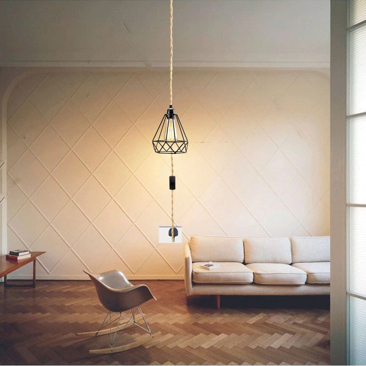 cortex-london-york-hemp-flex-plug-in-pendant-light-e27-black-metal-cage-2m-cord