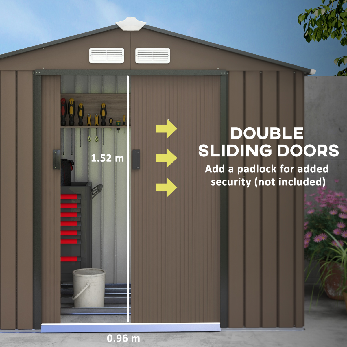 cortex-london-windsor-lockable-galvanised-steel-garden-shed-khaki