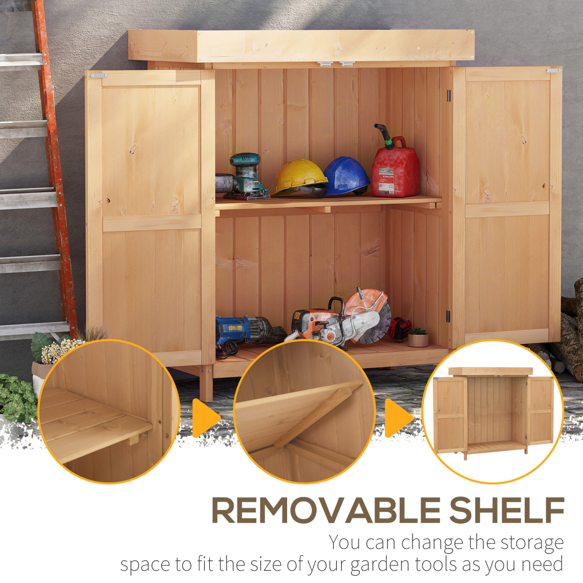 cortex-london-windsor-wooden-garden-storage-chest-double-doors-hinged-roof-two-tier-shelf