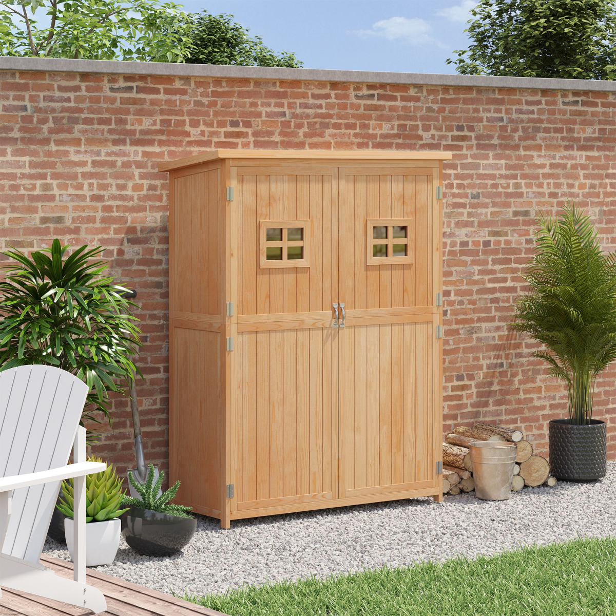 cortex-london-windsor-pine-wood-garden-shed-double-door