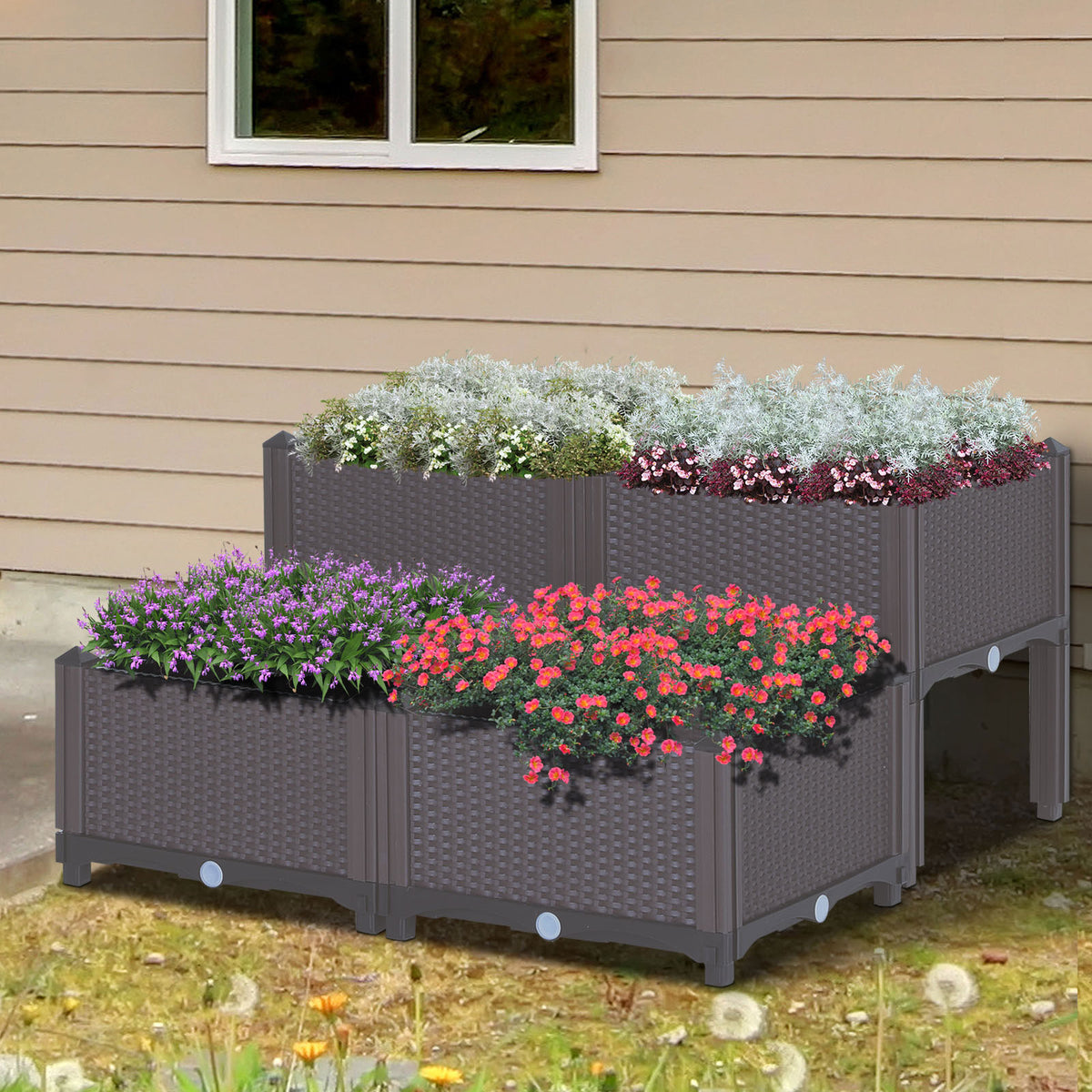 cortex-london-kensington-set-of-4-raised-outdoor-garden-planter-boxes-brown-grey