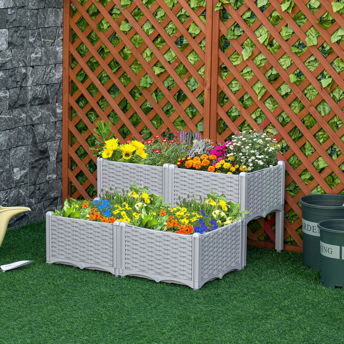 cortex-london-kensington-set-of-4-raised-outdoor-garden-planter-boxes-brown-grey
