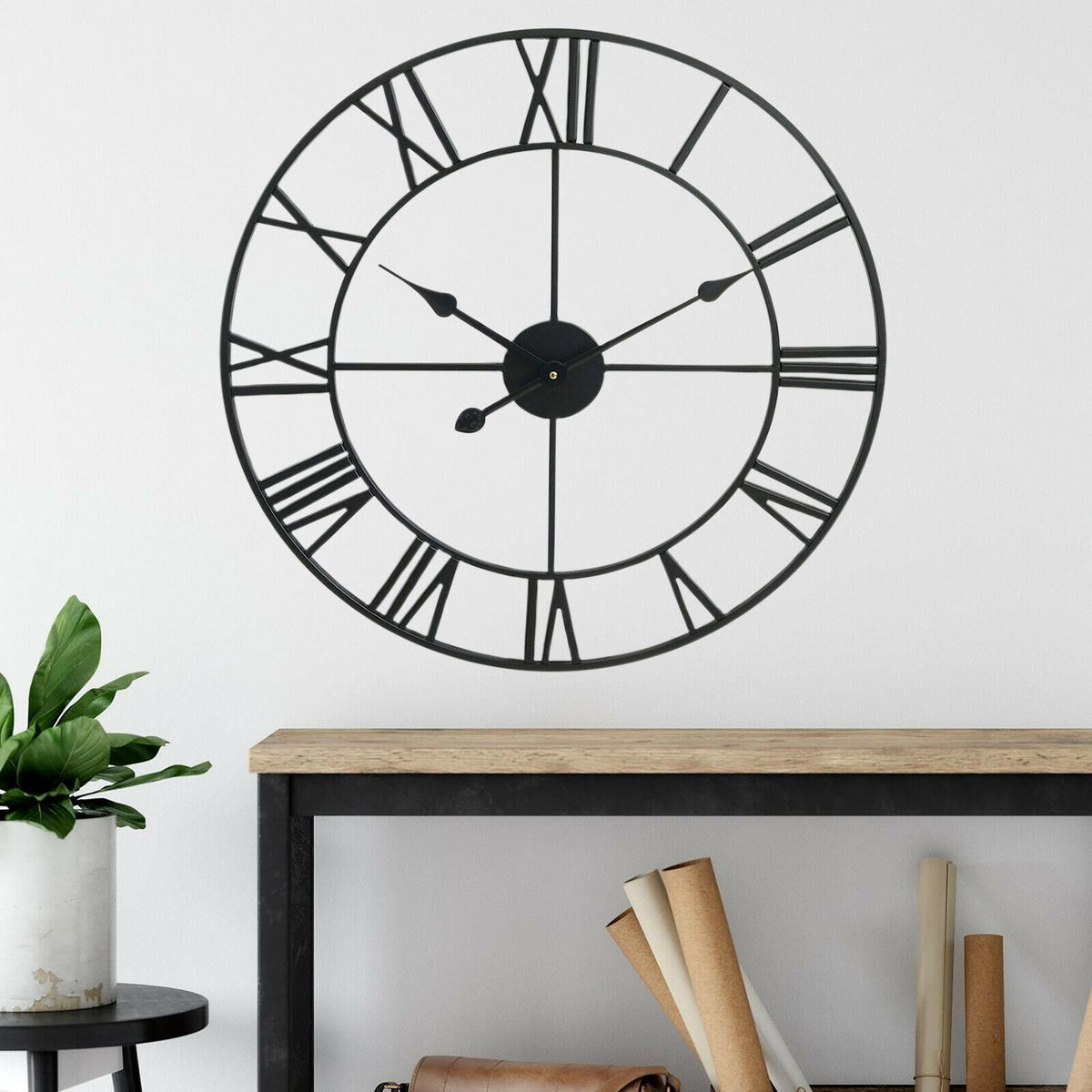 cortex-london-york-40cm-roman-metal-clock-black
