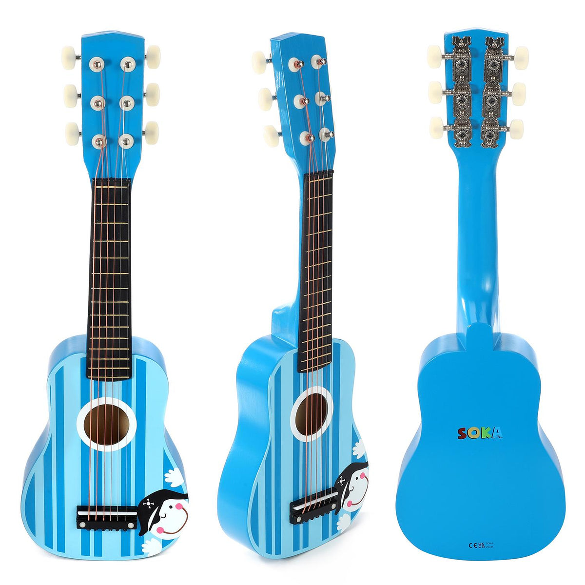 cortex-london-windsor-blue-stripe-wooden-childrens-guitar-six-strings