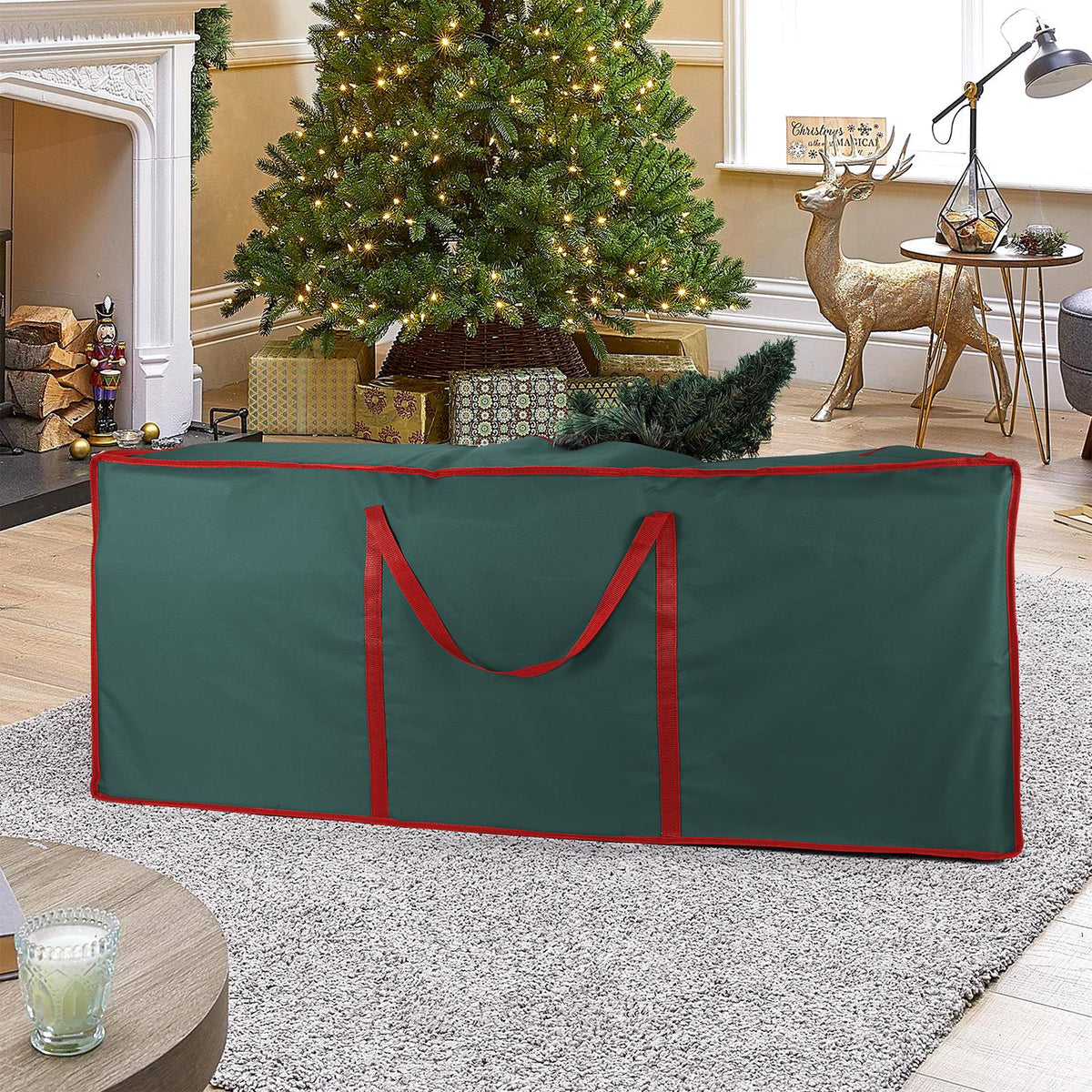 VINSANI XMAS GREEN FABRIC STORAGE BAG 1010038