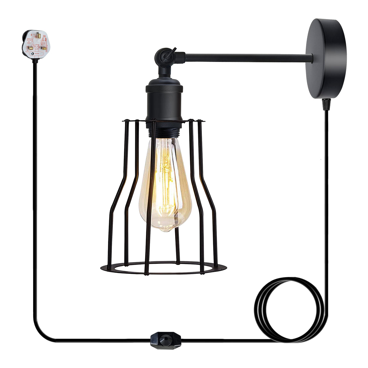 cortex-london-modern-industrial-black-loft-wire-cage-wall-lamp-shade-with-4m-cable-and-dimmer-switch