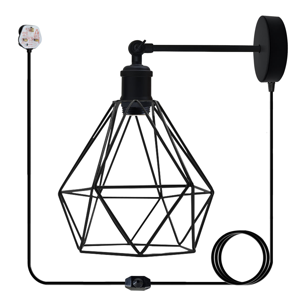 cortex-london-modern-industrial-black-loft-wire-cage-wall-lamp-shade-with-4m-cable-and-dimmer-switch