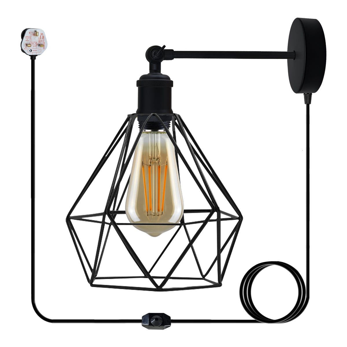 cortex-london-modern-industrial-black-loft-wire-cage-wall-lamp-shade-with-4m-cable-and-dimmer-switch