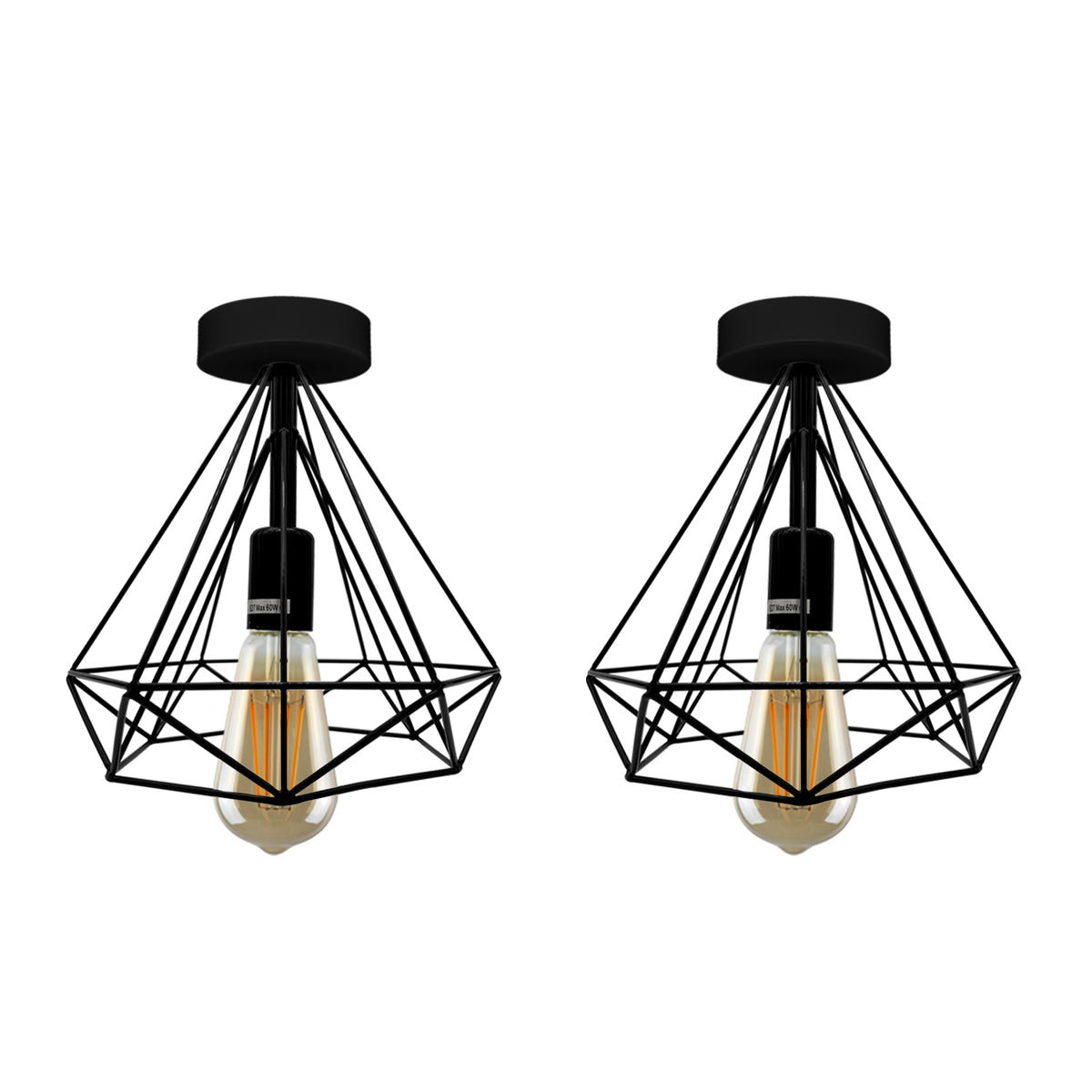 cortex-london-york-black-vintage-metal-cage-flush-mount-ceiling-lights-2-pack