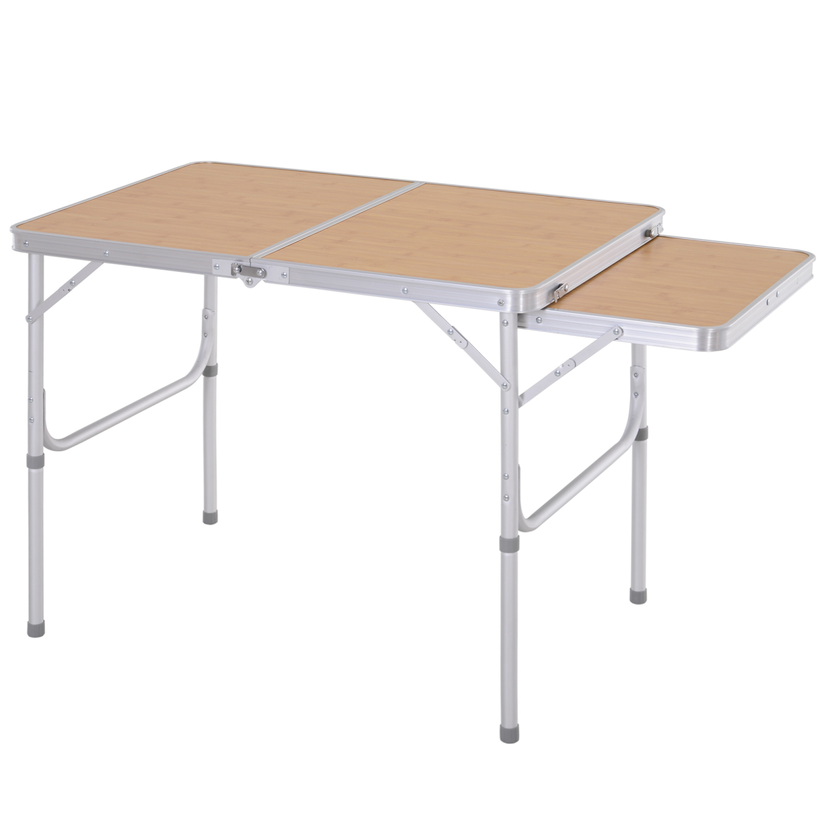 cortex-london-windsor-3ft-aluminium-picnic-table-oak-coloured-mdf-pull-out-side-table