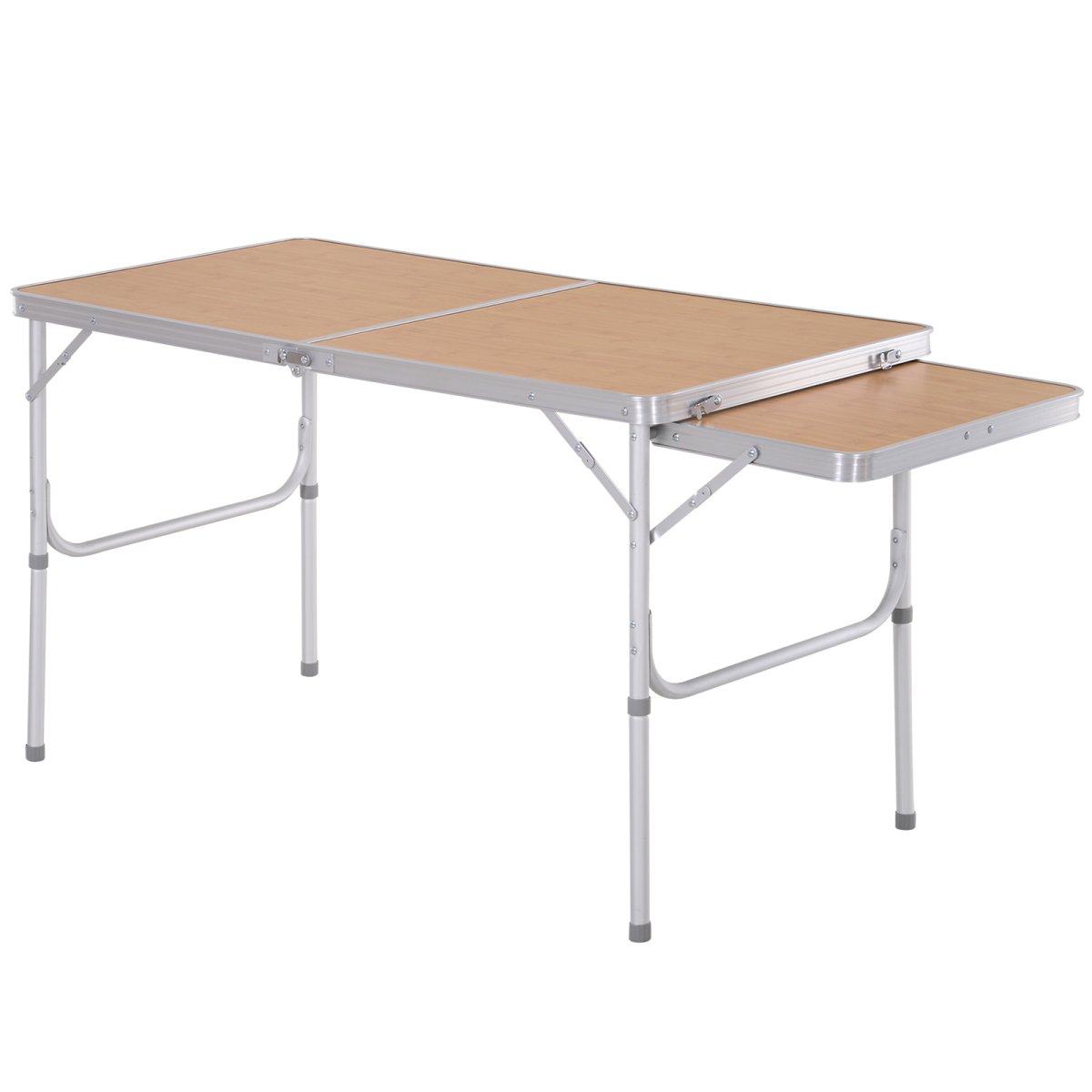 cortex-london-windsor-3ft-aluminium-picnic-table-oak-coloured-mdf-pull-out-side-table