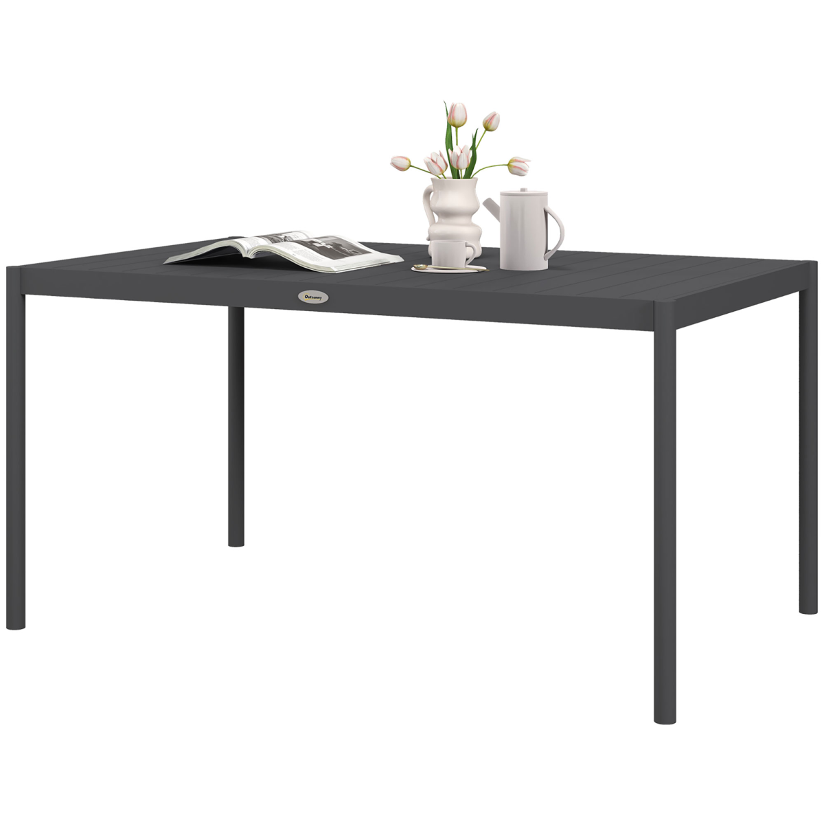 cortex-london-windsor-dark-grey-aluminium-six-seater-garden-table-slatted-design-145cm