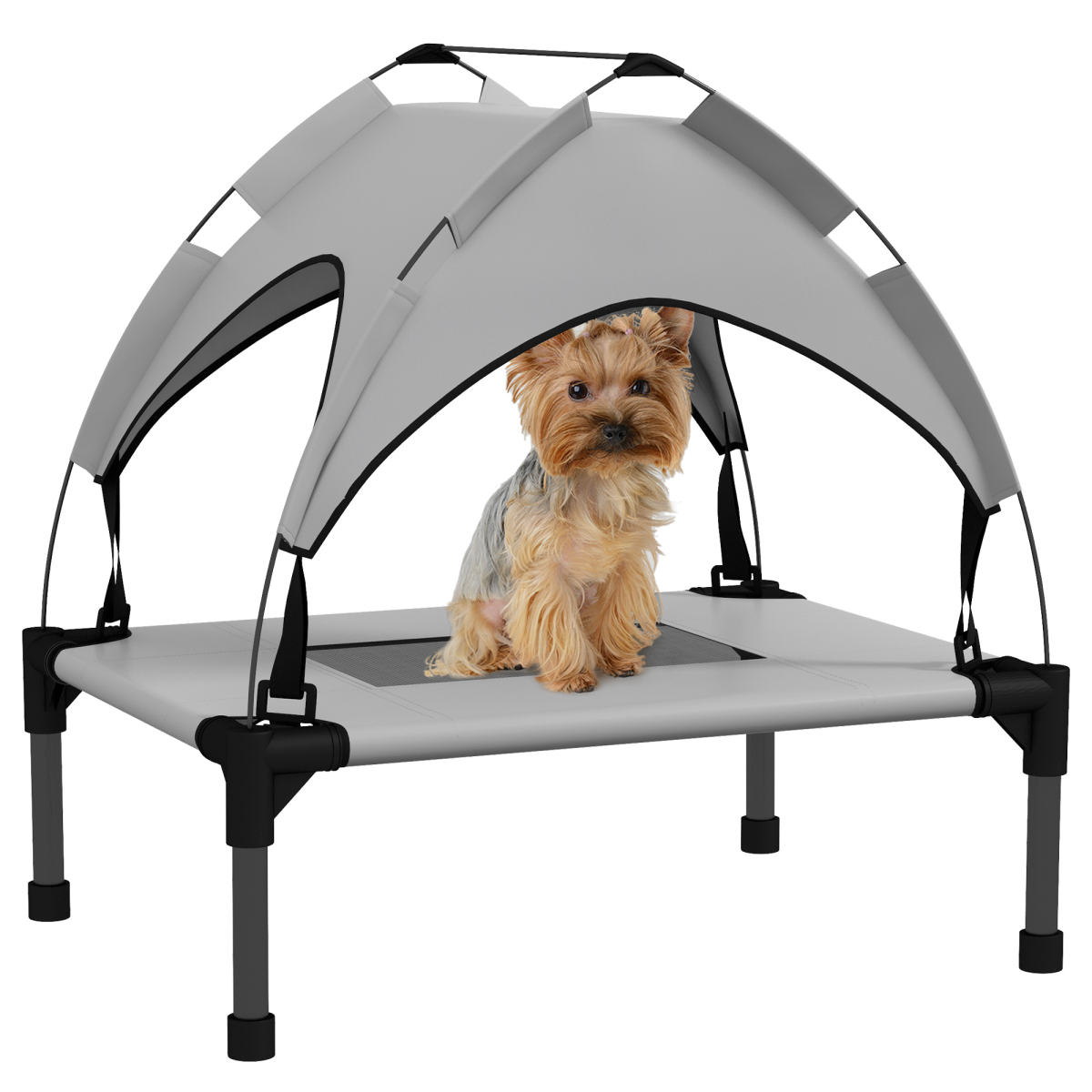 cortex-london-york-cooling-raised-dog-bed-dark-blue-breathable-mesh-canopy