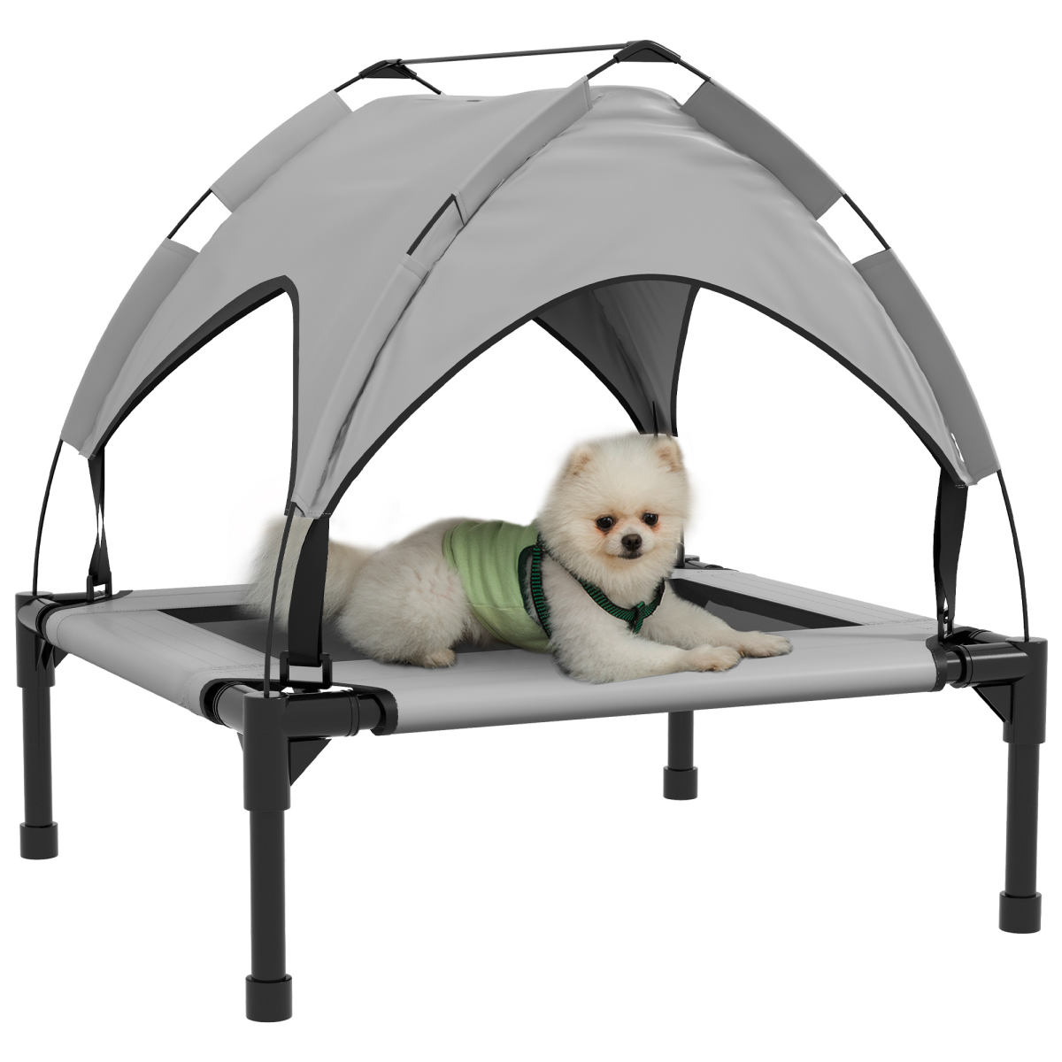 cortex-london-york-cooling-raised-dog-bed-dark-blue-breathable-mesh-canopy