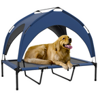 cortex-london-york-cooling-raised-dog-bed-dark-blue-breathable-mesh-canopy