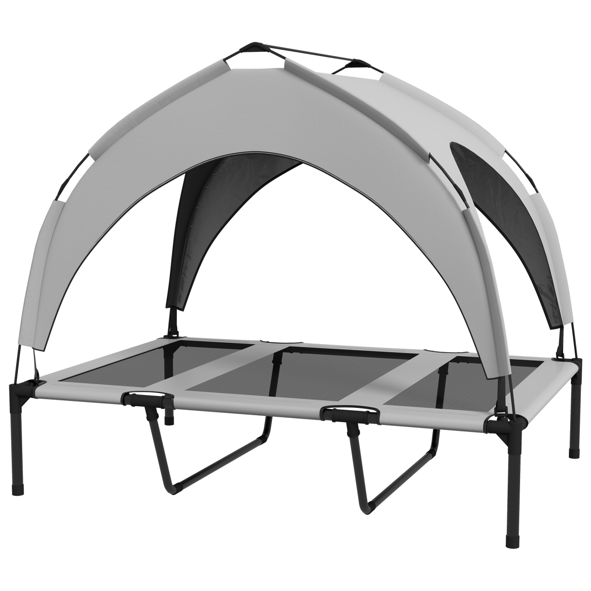 cortex-london-york-cooling-raised-dog-bed-dark-blue-breathable-mesh-canopy
