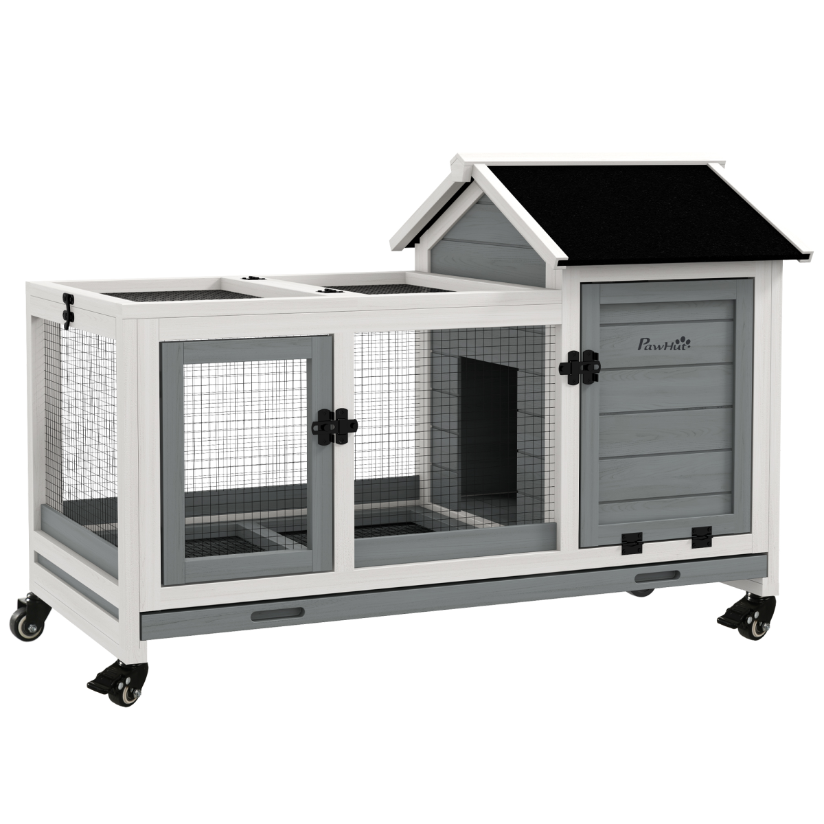 cortex-london-windsor-grey-wooden-rabbit-hutch-with-wheels