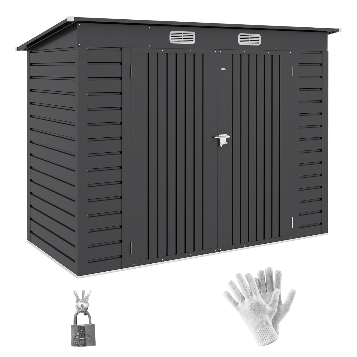 cortex-london-york-metal-garden-storage-shed-double-doors-vents