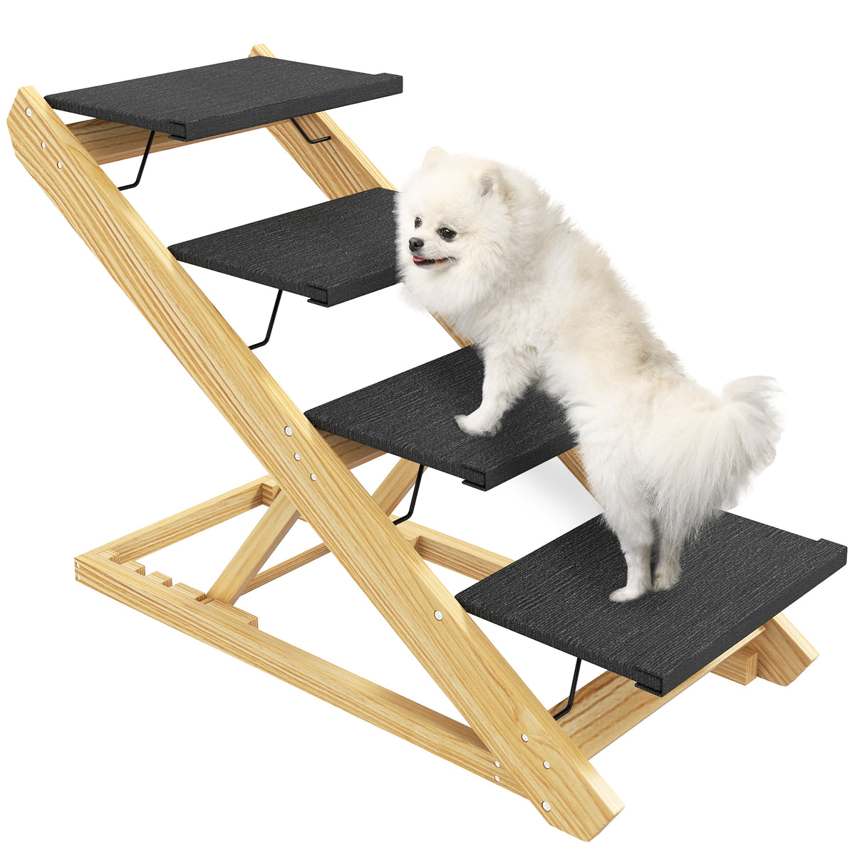 cortex-london-york-adjustable-dog-steps-and-ramp-pine-wood-natural-wood-finish-white